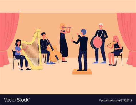 Symphony orchestra banner - cartoon people Vector Image