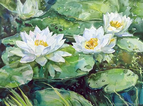 Watercolor painting of water Lilies – купить на Ярмарке Мастеров ...