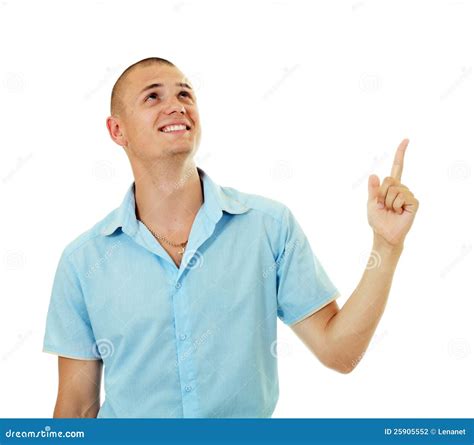 Smiling Man Pointing Up Stock Photography - Image: 25905552