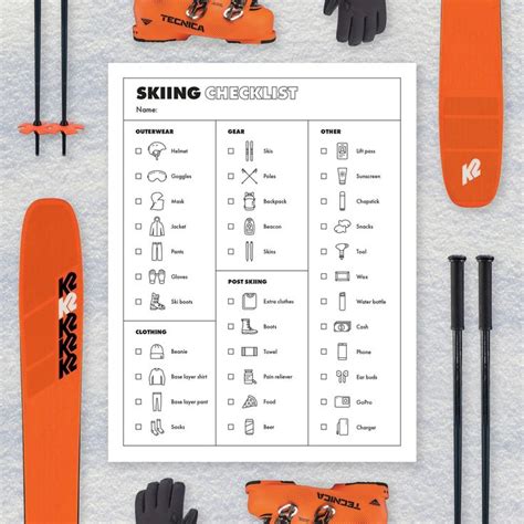 Checklist Skiing / Printable Ski Checklist / Instant Digital - Etsy