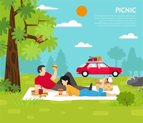 Cartoon Picnic Pictures : Picnic Vector Illustration Outdoor Barbecue ...