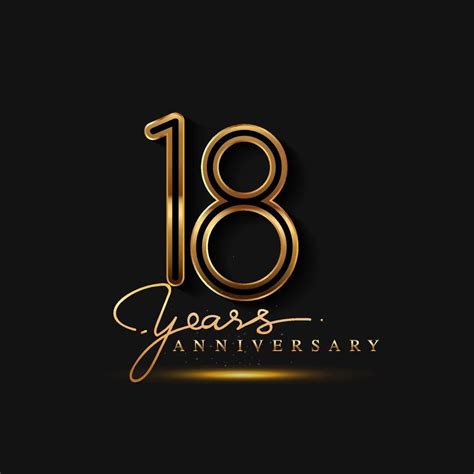 18 Years Anniversary Logo Golden Colored isolated on black background | 18 year anniversary ...