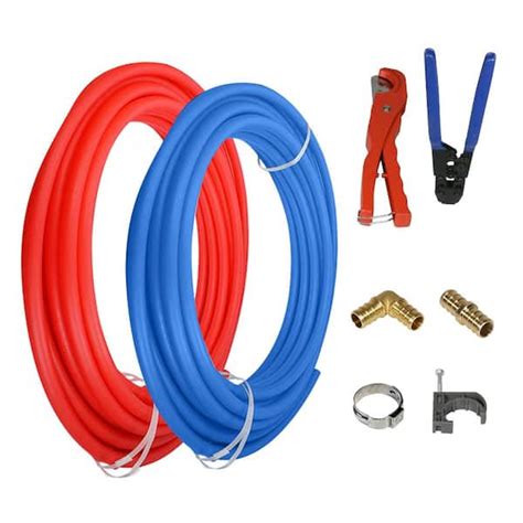 The Plumber's Choice 1/2 in. x 100 ft. PEX Tubing Plumbing Kit - Crimper and Cutter Tools Tubing ...