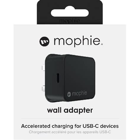 Mophie Wall Adapter, Quick Charge, 18 Watts, Single USB-C, Black