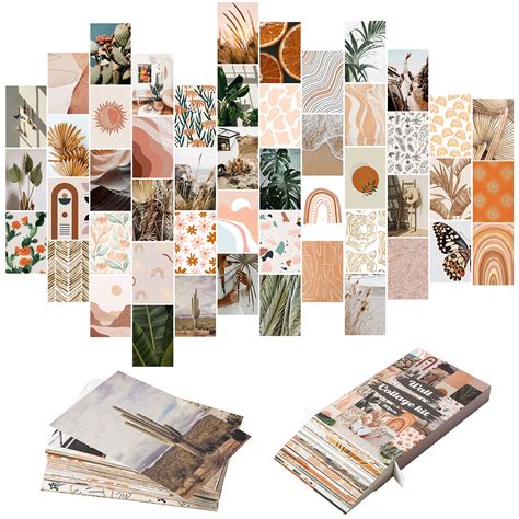 Buy 50PCS Boho Aesthetic Pictures Wall Collage Kit, Peach Teal Photo Collection Collage Dorm ...