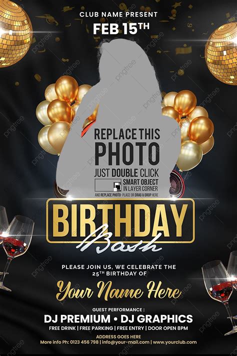 Black Gold Birthday Bash Flyer Template Template Download on Pngtree