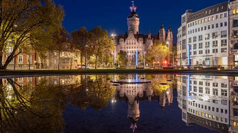 Germany Leipzig With Reflection On River HD Travel Wallpapers | HD Wallpapers | ID #55245