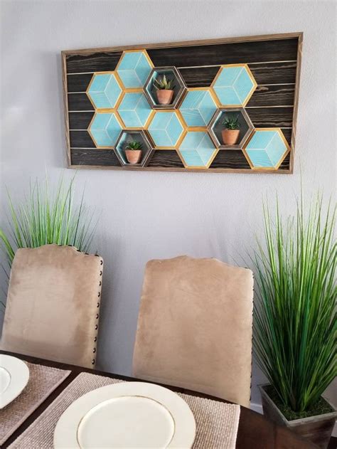 Honeycomb Wall Art with Shelves Wooden Abstract Home Decor | Etsy