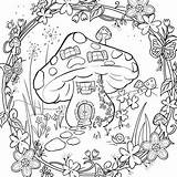 Mushroom House Coloring Page C0023 sketch template