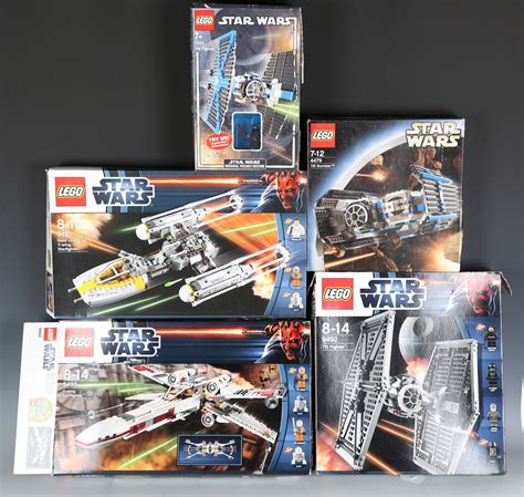 Five Lego Star Wars sets, comprising No. 9495 Gold Leaders Y-Wing ...