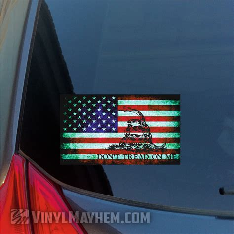 Don't Tread On Me Worn American Flag sticker - Vinyl Mayhem