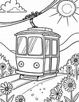 Cable car In A Cartoon World coloring Page sketch template