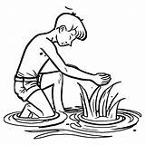Boy Bathing Coloring Page · Creative Fabrica sketch template