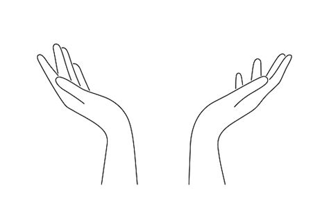 Hand Drawn Outline Cupped Hands Stock Illustration - Download Image Now - Hand, Protection ...