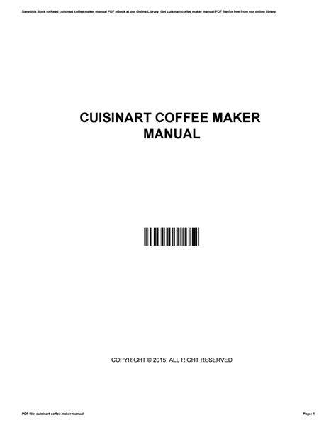 Cuisinart coffee maker manual by AaronWilliams3334 - Issuu