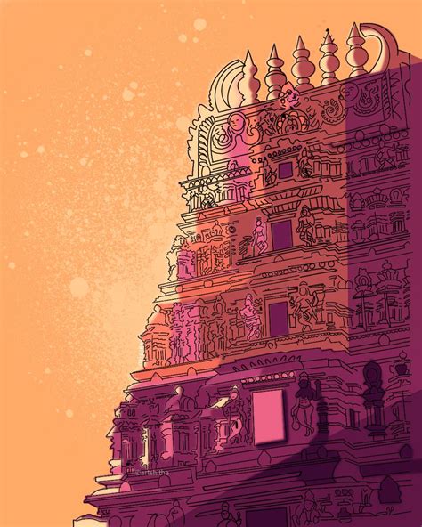 South Indian Temple Illustration by artshitha #Rameswaramtemple in 2024 ...