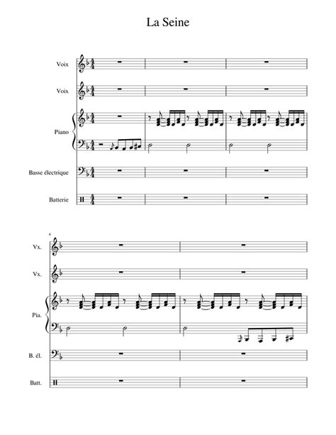 La Seine Sheet music for Piano, Vocals, Bass guitar, Drum group (Women ...