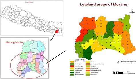 The Morang district in the map of Nepal as prepared using the ArcGIS ...