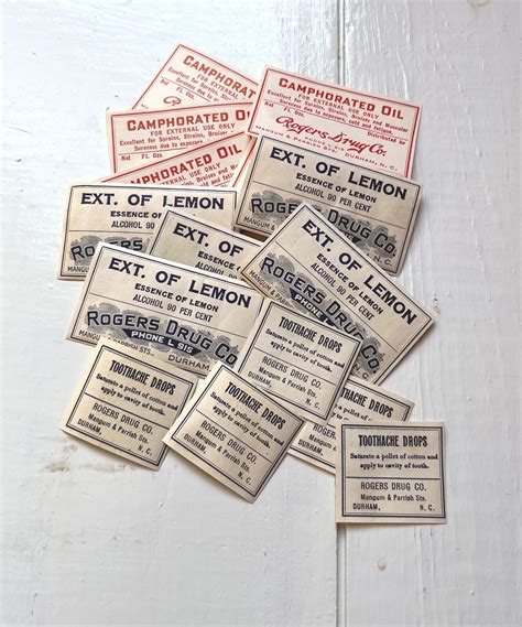 Vintage Medicine Bottle Labels, Apothecary Labels, New Old Stock - Etsy