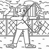 Archery Archer Dry Firing A Bow Coloring Page 50750151 Vector Art At  sketch template