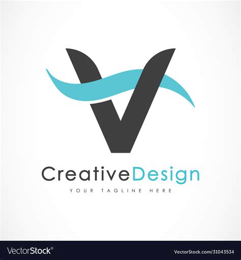 Creative v letter blue wave logo design Royalty Free Vector