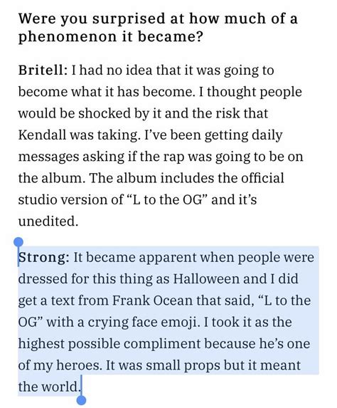 Frank texted Jeremy Strong (Kendall Roy, Succession, HBO) about the “L to the OG” rap : r/FrankOcean