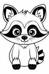 Easy Cute Raccoon Coloring Pages For Kids  Free Printable sketch template