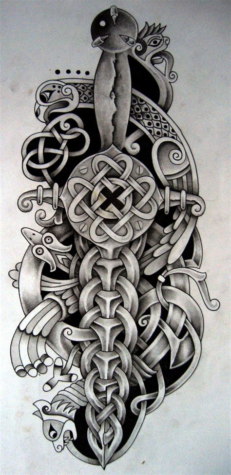 Celtic dagger and bird by Tattoo-Design.deviantart.com on @DeviantArt Schulterpanzer Tattoo ...