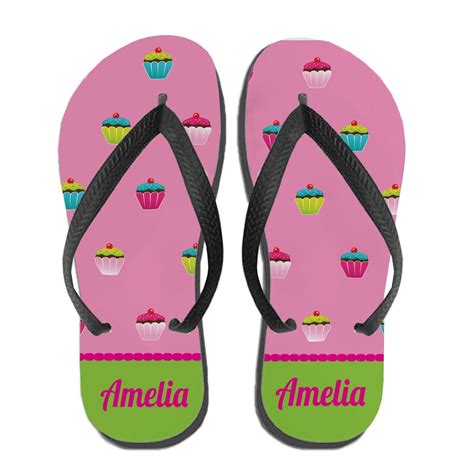 Kids Personalized Flip Flops Cupcake Monogram Gift Custom