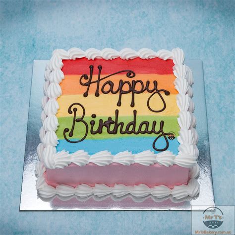 Rainbow Stripe Birthday Cake - Mr T's Bakery