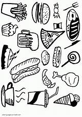 Food Junk Coloring Pages Drawing Kawaii Color Print Printable Colorings  sketch template