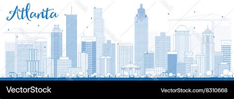 Outline Atlanta Skyline with Blue Buildings Vector Image