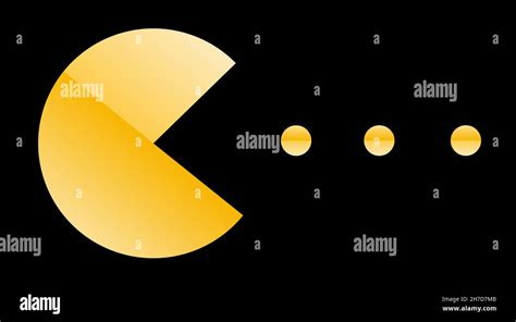 Gradient pac man eating yellow balls illustration Stock Photo - Alamy