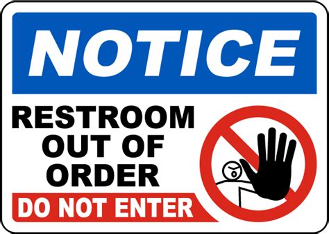 Restroom Out Of Order Sign - Save 10% Instantly