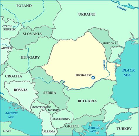 Map of Romania—Romania map shows Black and Aegean Sea with the ...