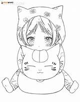 Chibi Madara Cat Coloring Page  Free Printable Pages sketch template
