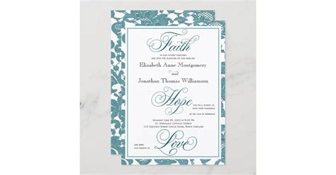 Teal Lace Christian Wedding Invitation | Zazzle