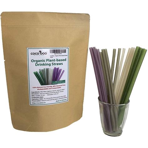 - 100% Compostable Plant-Based Drinking Straws - Eco-Friendly Alternative to Plastic Straws ...