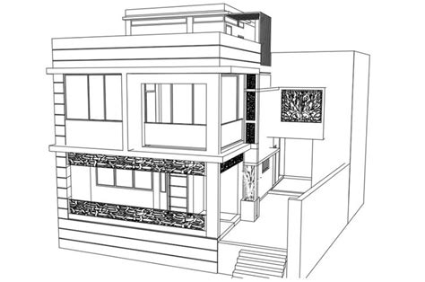 AutoCAD Drawing Isometric View Of Modern House Building Design - Cadbull | Autocad drawing ...