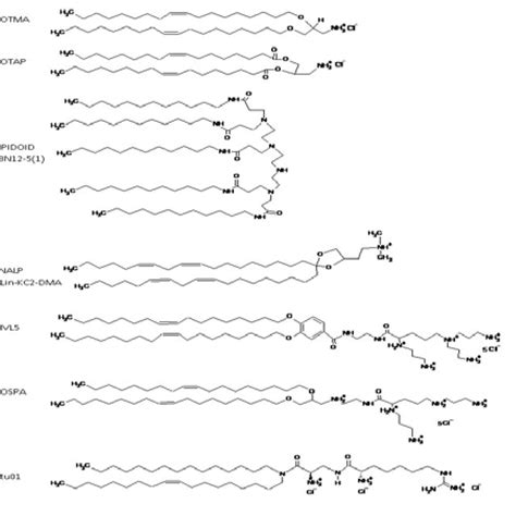 Structures of cationic surfactants used in various siRNA liposomal ...