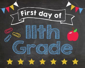 First Day of 11th Grade sign - PRINTABLE by Red Morning Studios | TpT