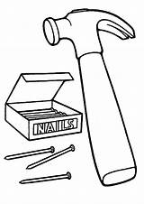 Hammer And Nails Coloring Page sketch template