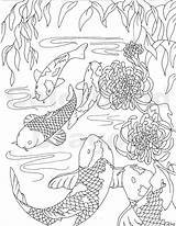 Japanese Koi Fish Coloring Pages Sketch Page sketch template