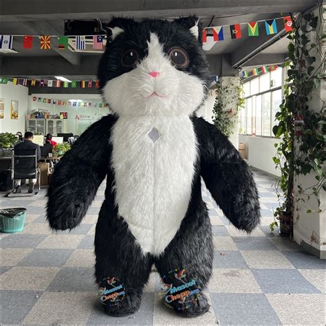 Cat Plush Black Inflatable Mascot Costume