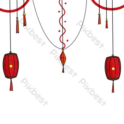 Drawing Chinese New Year Lantern Ornament Illustration PNG Images | PSD ...