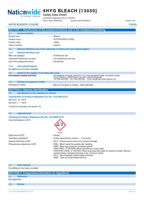 Bleach Msds Sheet | My XXX Hot Girl