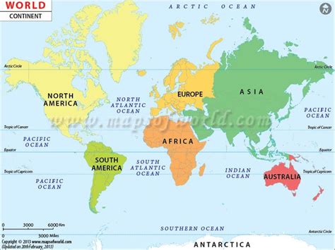 the world map with countries labeled in different colors