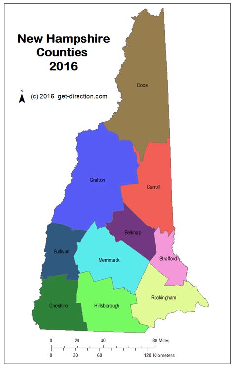 Map of New Hampshire Counties