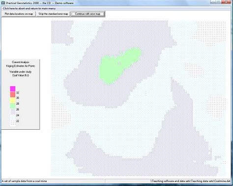 Tutorial for Ordinary Kriging in 2 dimensions using Practical Geostatistics 2000 teaching software