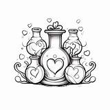 Valentine Love Potion Drawing Sketch For Coloring Valentines Day Gift  sketch template